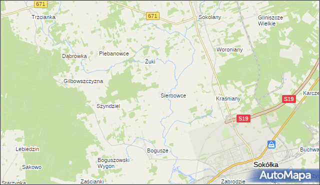 mapa Sierbowce, Sierbowce na mapie Targeo
