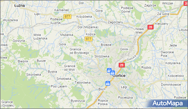 mapa Stróżówka, Stróżówka na mapie Targeo