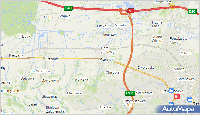 mapa Świlcza, Świlcza na mapie Targeo