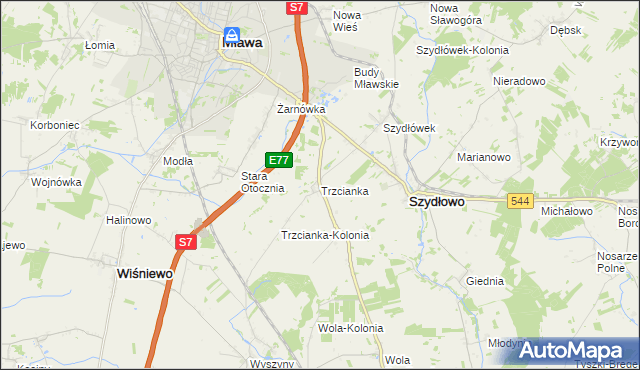 mapa Trzcianka gmina Szydłowo, Trzcianka gmina Szydłowo na mapie Targeo