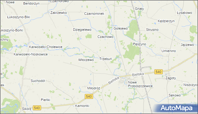 mapa Trzebuń gmina Stara Biała, Trzebuń gmina Stara Biała na mapie Targeo