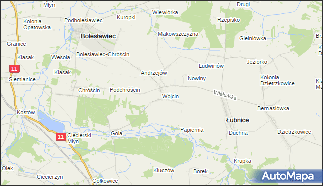 mapa Wójcin gmina Łubnice, Wójcin gmina Łubnice na mapie Targeo