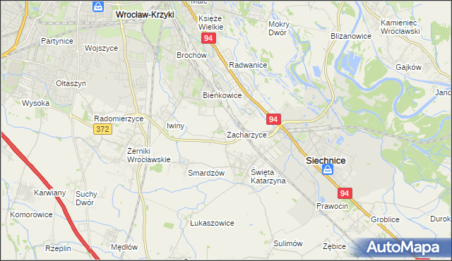 mapa Zacharzyce, Zacharzyce na mapie Targeo