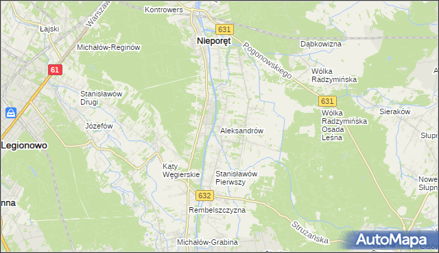 mapa Aleksandrów gmina Nieporęt, Aleksandrów gmina Nieporęt na mapie Targeo