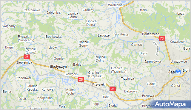 mapa Bączal Dolny, Bączal Dolny na mapie Targeo