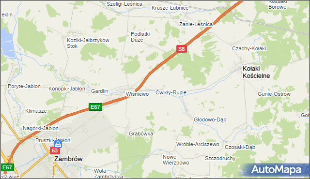 mapa Ćwikły-Rupie, Ćwikły-Rupie na mapie Targeo