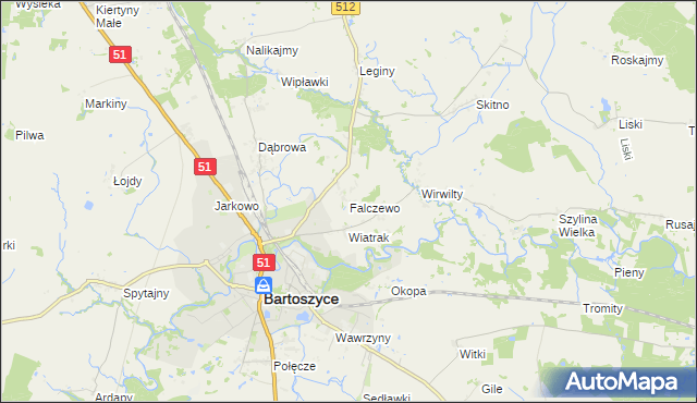 mapa Falczewo, Falczewo na mapie Targeo