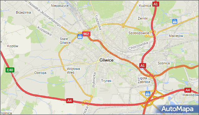 mapa Gliwic, Gliwice na mapie Targeo