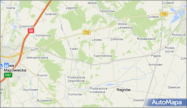 mapa Kazimierzów gmina Regnów, Kazimierzów gmina Regnów na mapie Targeo