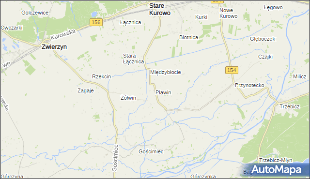 mapa Pławin gmina Stare Kurowo, Pławin gmina Stare Kurowo na mapie Targeo