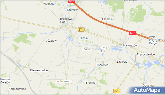 mapa Płonki, Płonki na mapie Targeo