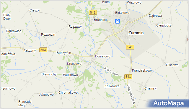 mapa Poniatowo gmina Żuromin, Poniatowo gmina Żuromin na mapie Targeo