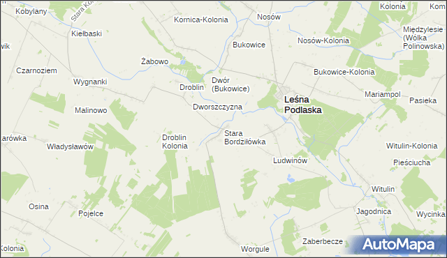 mapa Stara Bordziłówka, Stara Bordziłówka na mapie Targeo