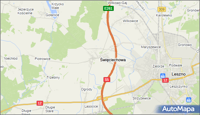 mapa Święciechowa, Święciechowa na mapie Targeo