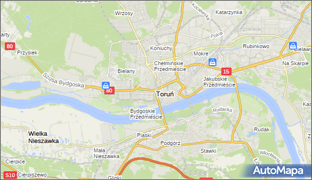 mapa Torunia, Toruń na mapie Targeo