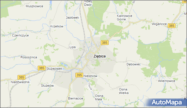 mapa Ziębice, Ziębice na mapie Targeo