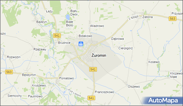 mapa Żuromin, Żuromin na mapie Targeo