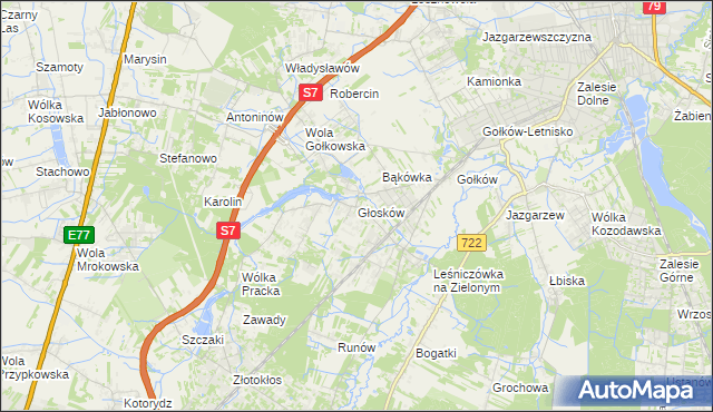 mapa Głosków gmina Piaseczno, Głosków gmina Piaseczno na mapie Targeo