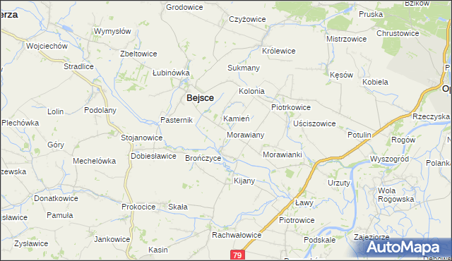 mapa Morawiany, Morawiany na mapie Targeo