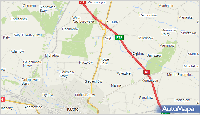 mapa Nowe Sójki, Nowe Sójki na mapie Targeo