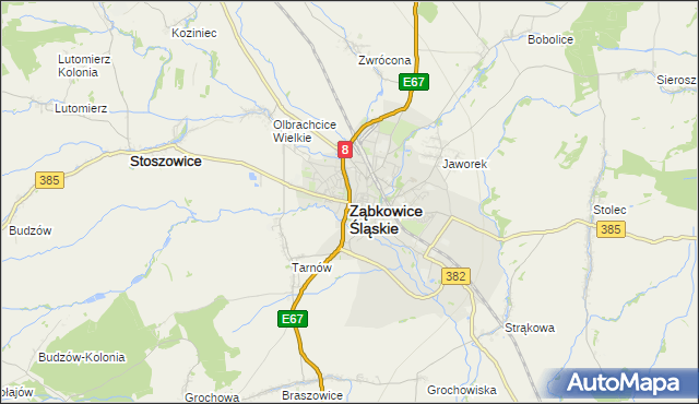 mapa Ząbkowice Śląskie, Ząbkowice Śląskie na mapie Targeo