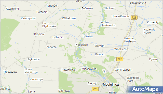 mapa Główczyn gmina Mogielnica, Główczyn gmina Mogielnica na mapie Targeo