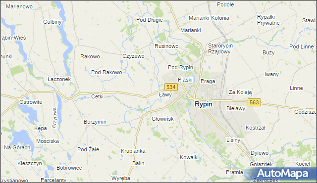 mapa Ławy gmina Rypin, Ławy gmina Rypin na mapie Targeo