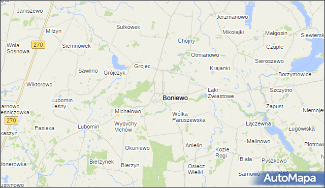 mapa Boniewo powiat włocławski, Boniewo powiat włocławski na mapie Targeo