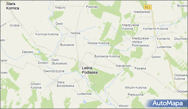 mapa Bukowice-Kolonia, Bukowice-Kolonia na mapie Targeo