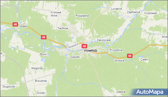 mapa Inowłódz, Inowłódz na mapie Targeo