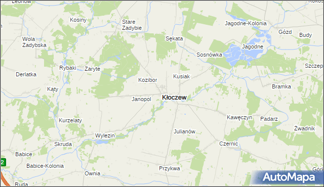 mapa Kłoczew, Kłoczew na mapie Targeo