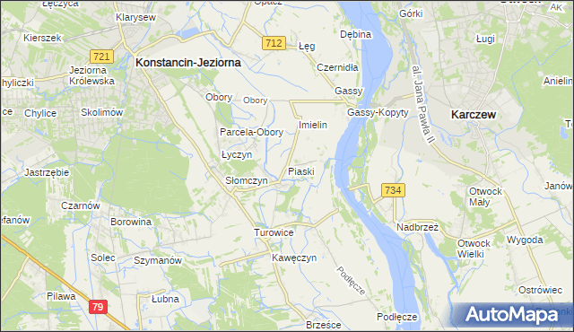 mapa Piaski gmina Konstancin-Jeziorna, Piaski gmina Konstancin-Jeziorna na mapie Targeo