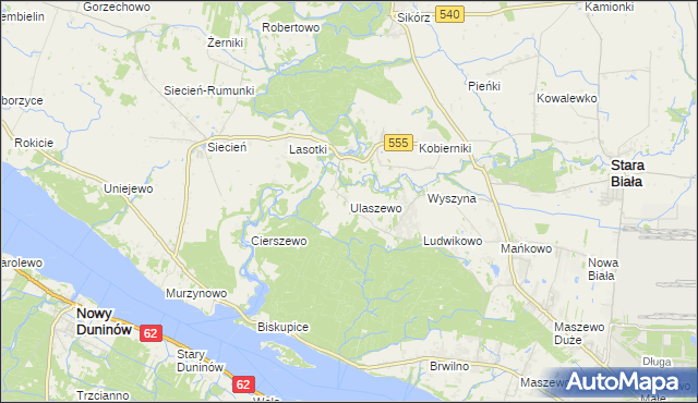 mapa Ulaszewo, Ulaszewo na mapie Targeo