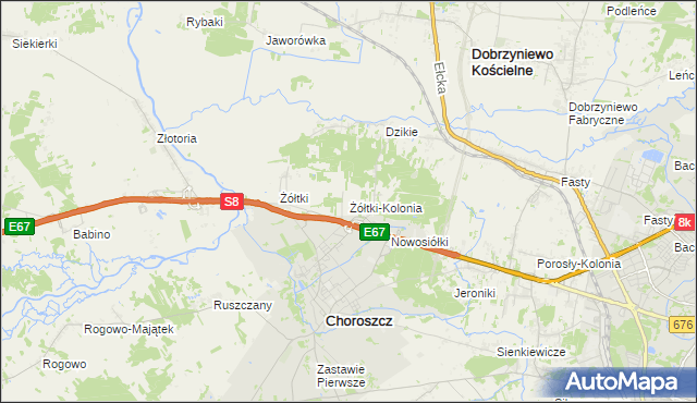 mapa Żółtki-Kolonia, Żółtki-Kolonia na mapie Targeo