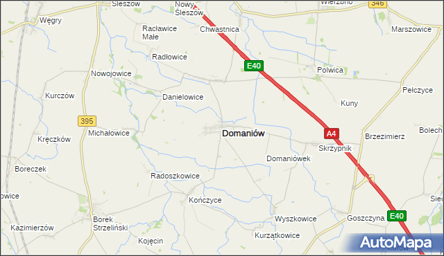 mapa Domaniów powiat oławski, Domaniów powiat oławski na mapie Targeo