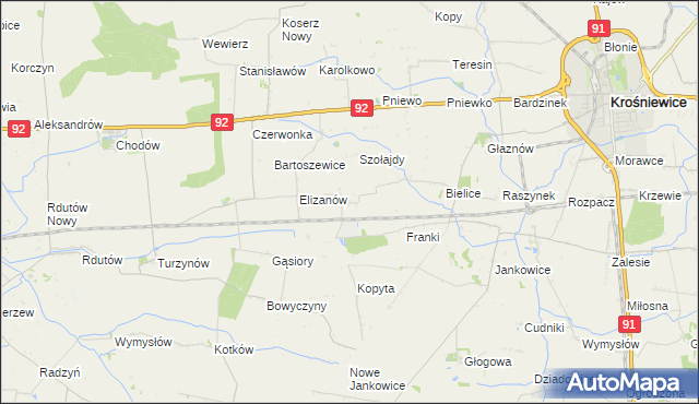 mapa Suchodoły gmina Krośniewice, Suchodoły gmina Krośniewice na mapie Targeo