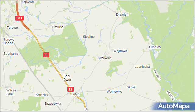 mapa Drzewice, Drzewice na mapie Targeo