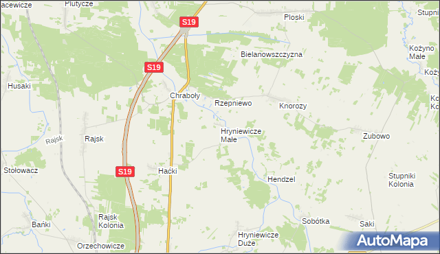 mapa Hryniewicze Małe, Hryniewicze Małe na mapie Targeo