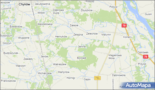 mapa Janina gmina Chynów, Janina gmina Chynów na mapie Targeo