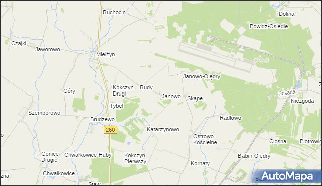 mapa Janowo gmina Strzałkowo, Janowo gmina Strzałkowo na mapie Targeo