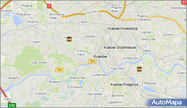 mapa Krakowa, Kraków na mapie Targeo