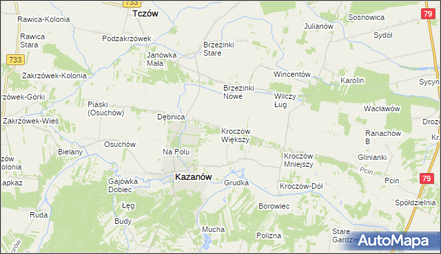mapa Kroczów Większy, Kroczów Większy na mapie Targeo