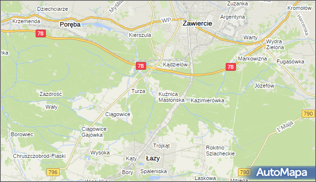 mapa Kuźnica Masłońska, Kuźnica Masłońska na mapie Targeo