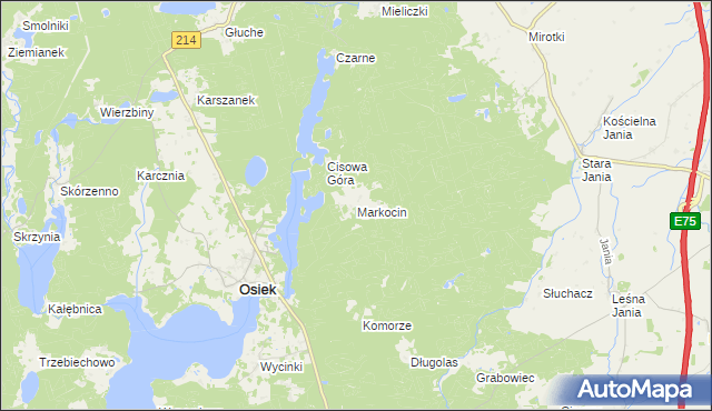 mapa Markocin gmina Osiek, Markocin gmina Osiek na mapie Targeo