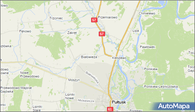 mapa Olszak gmina Pułtusk, Olszak gmina Pułtusk na mapie Targeo