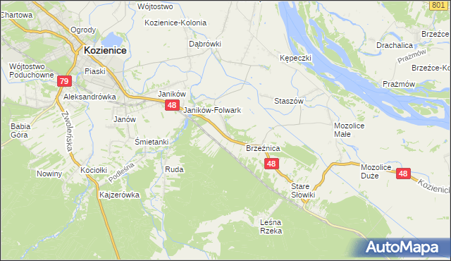 mapa Psary gmina Kozienice, Psary gmina Kozienice na mapie Targeo