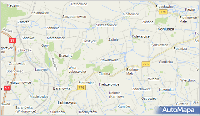 mapa Rawałowice, Rawałowice na mapie Targeo