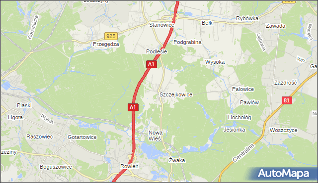 mapa Szczejkowice, Szczejkowice na mapie Targeo