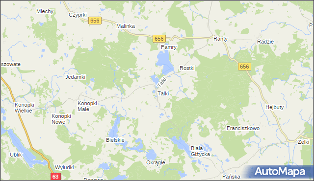 mapa Talki gmina Wydminy, Talki gmina Wydminy na mapie Targeo