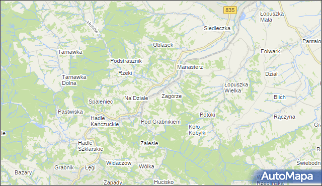 mapa Zagórze gmina Jawornik Polski, Zagórze gmina Jawornik Polski na mapie Targeo